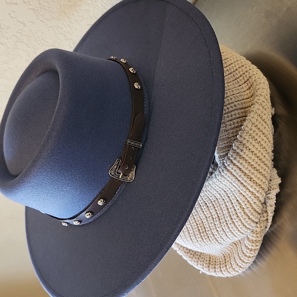 Western Wide Brim Pork Pie Fedora Felt Hat NWT - Picture 8 of 8